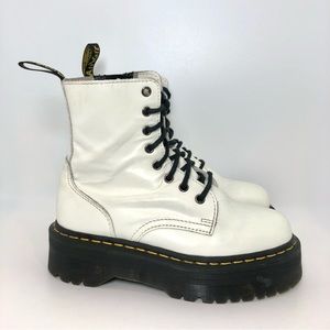 Dr Martens Jadon white smooth leather platform combat boots 38